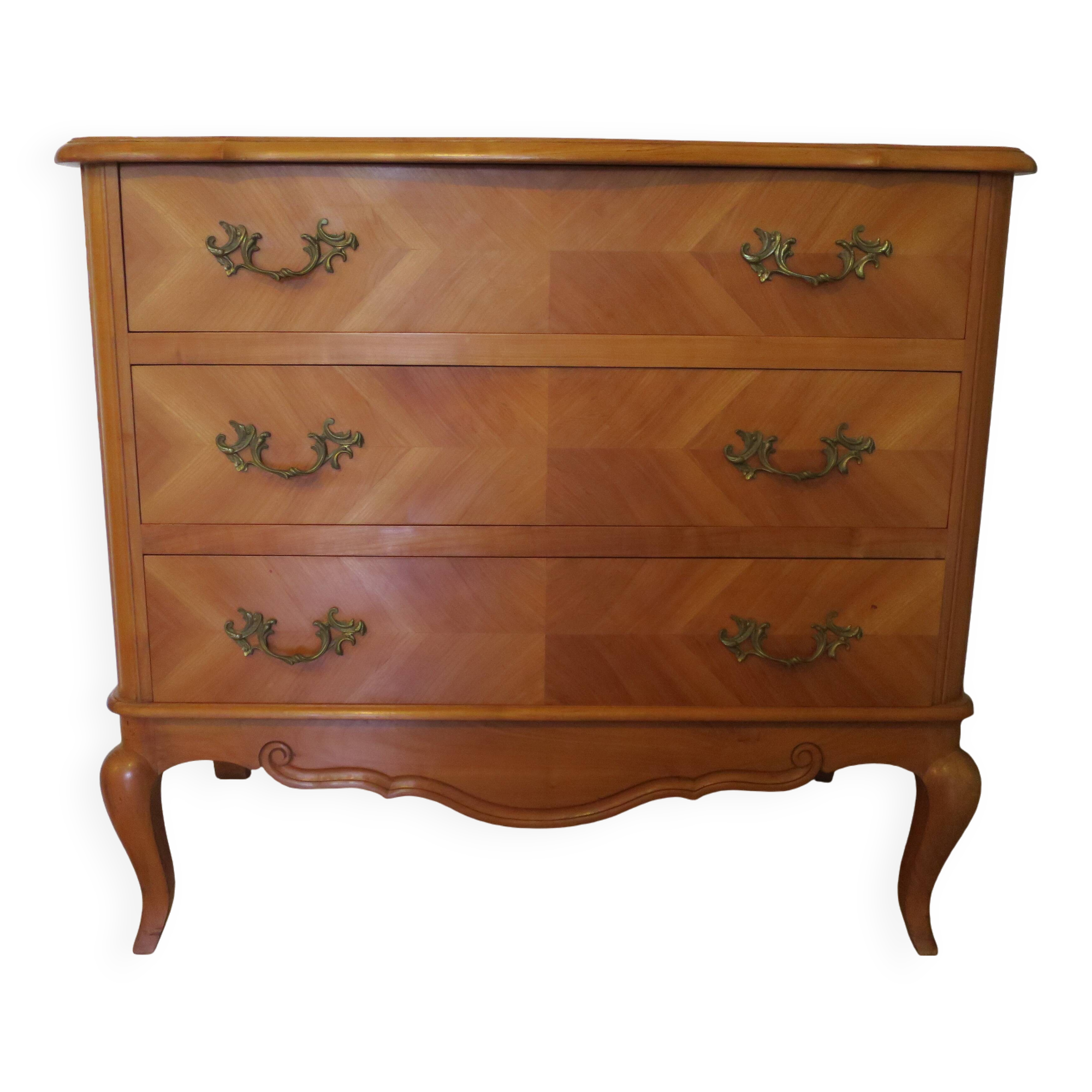 Louis XV style 3-drawer chest of drawers in solid wood