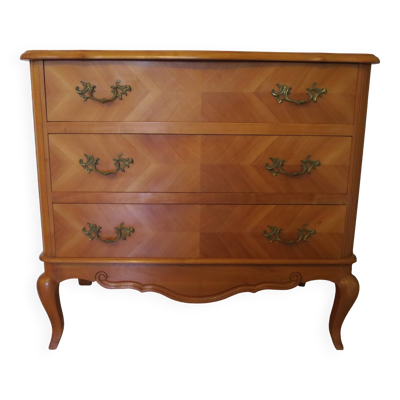 Commode 3 tiroirs style Louis XV en bois massif