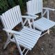White wooden folding garden chairs from the 70s