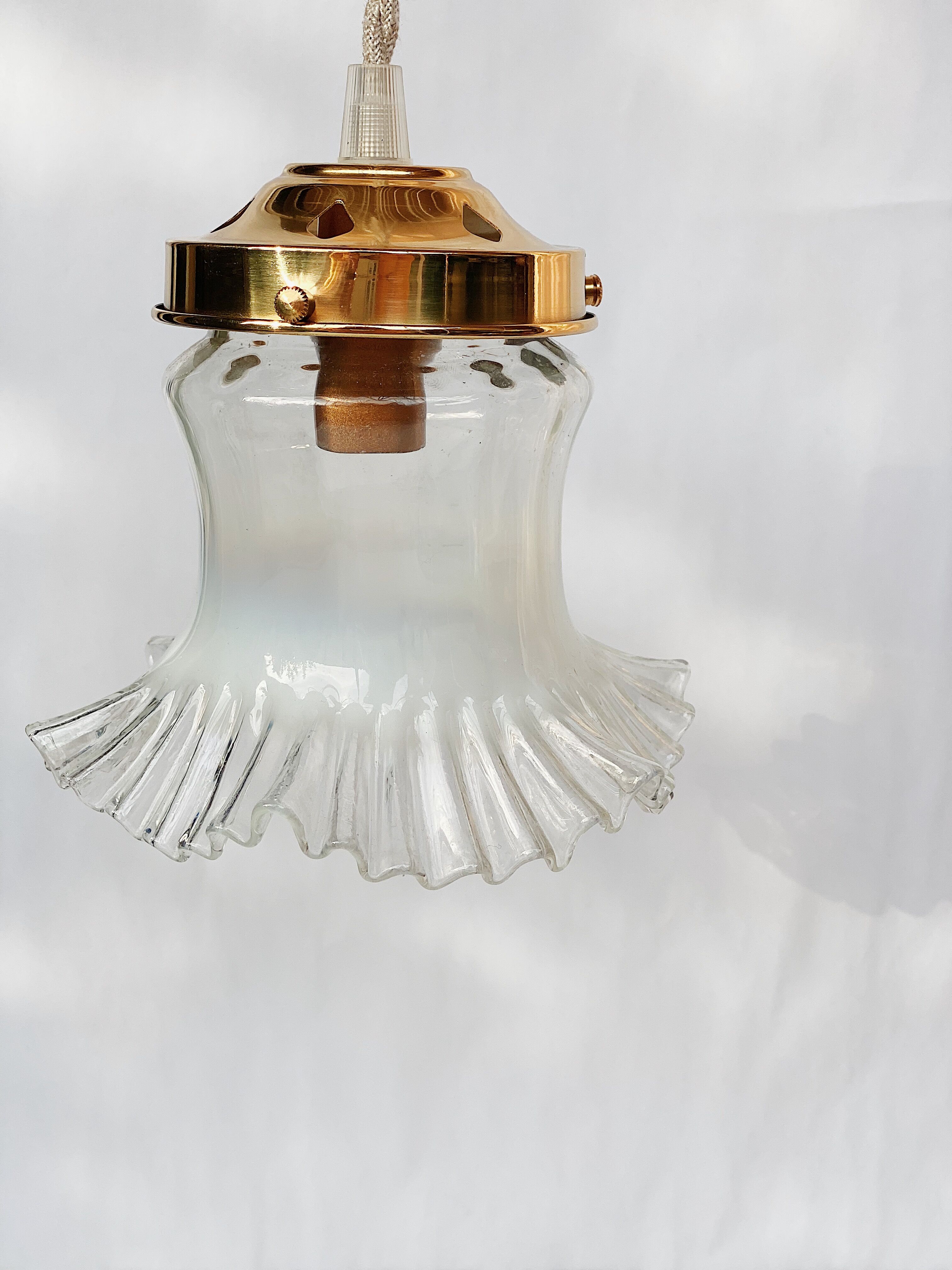 Opaline glass globe walking lamp with petticoat