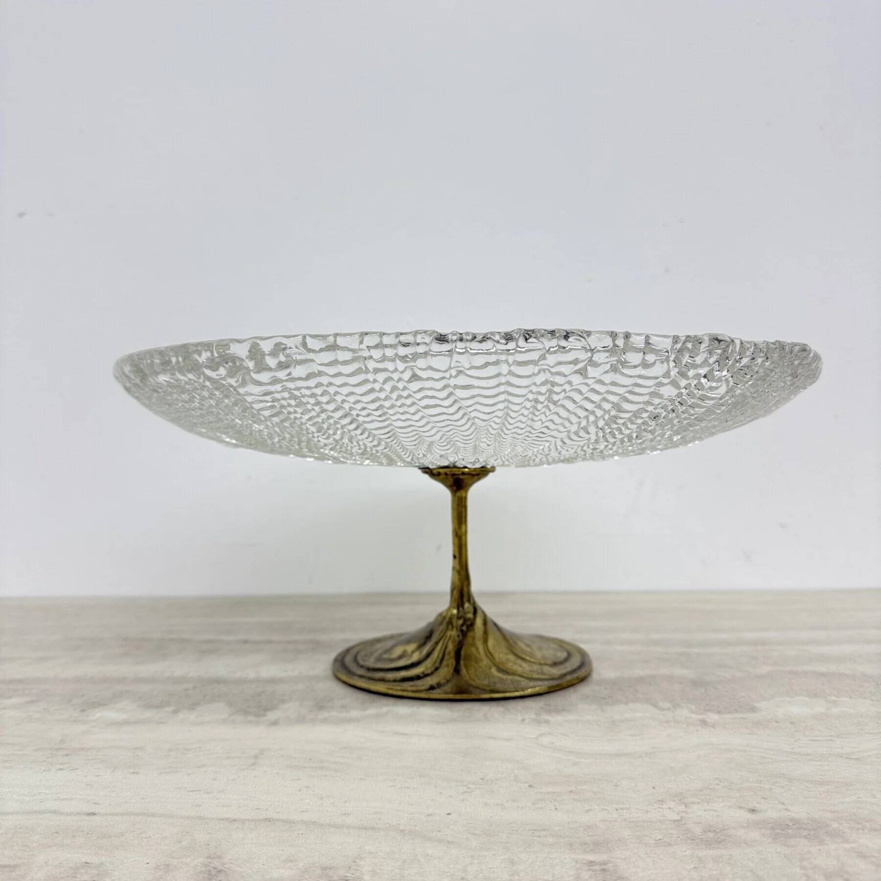 Mid-century design centrepiece crystal and brass bowl, 1960s