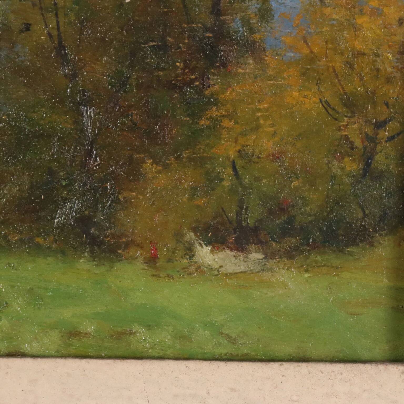 Peinture moderne signée Ercole Garavaglia, huile sur panneau dur '900