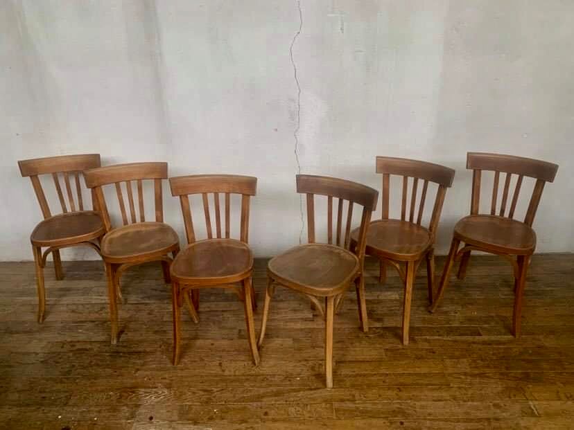 Series of 6 old chairs bistrot bar vintage restaurant BAUMANN