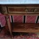 Louis XVI style half-moon console with veined white marble and drawer