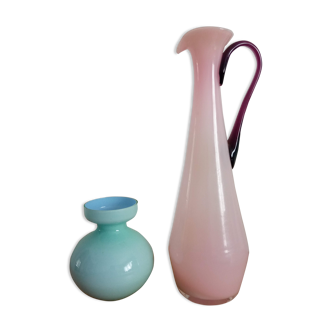 Duo of opaline vases