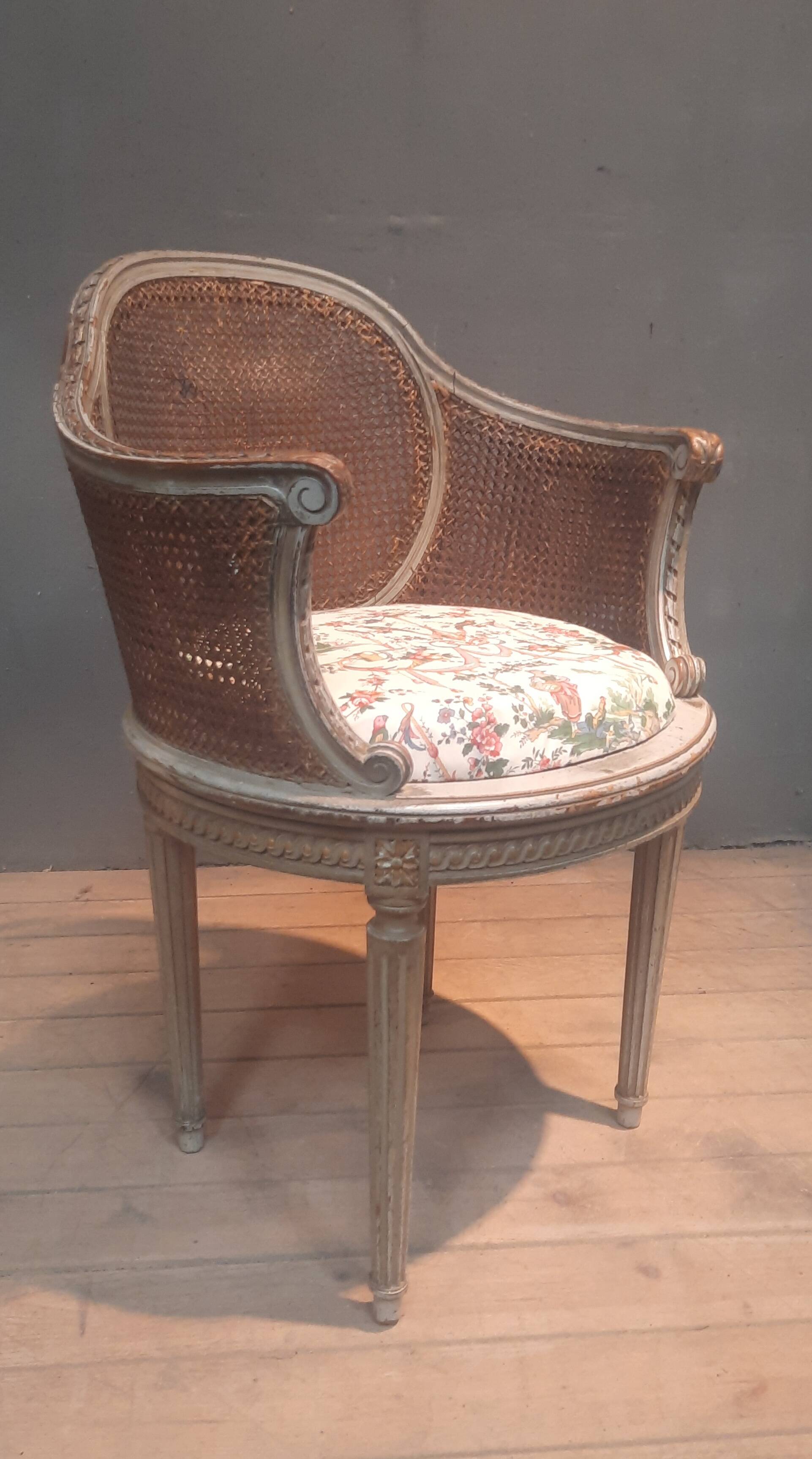 Caned armchair in Louis XVI style