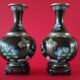 Pair of vintage cloisonné enamel vases from the 20th century H19 cm