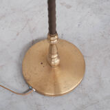 Paire de lampadaires en cuir et laiton milieu du siècle Einar Bäckström