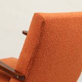Vintage orange papaya zig zag bouclé armchair 1970
