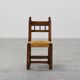 19th Century Spanish Hand-Carved oak Side Chair with Velour Seat