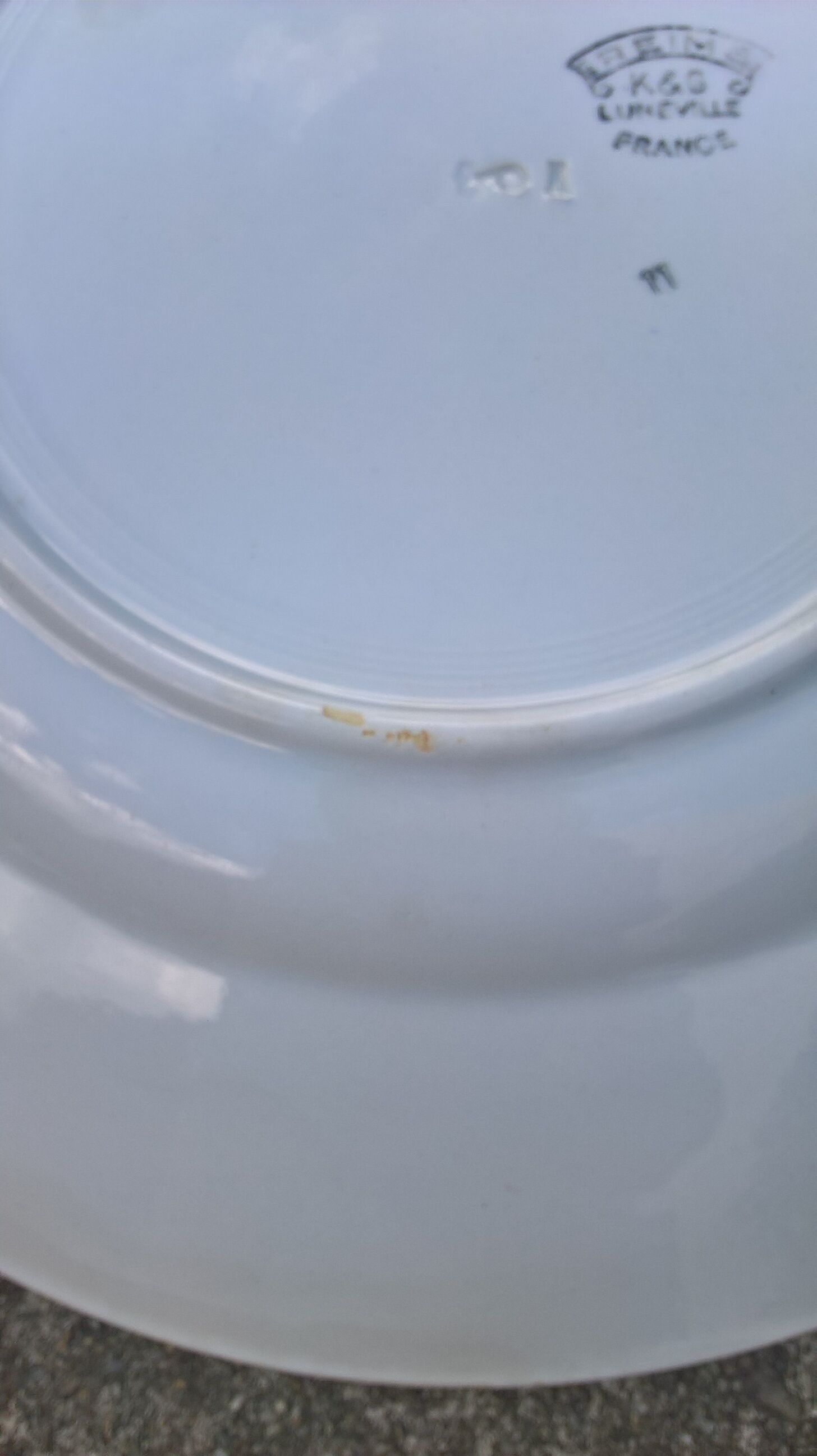 Plate K-G Luneville "Reims" white - blue