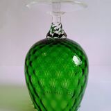 Vintage Green Glass Footed Vase