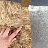 Set of 2 chairs in raw wood and straw from the 50s