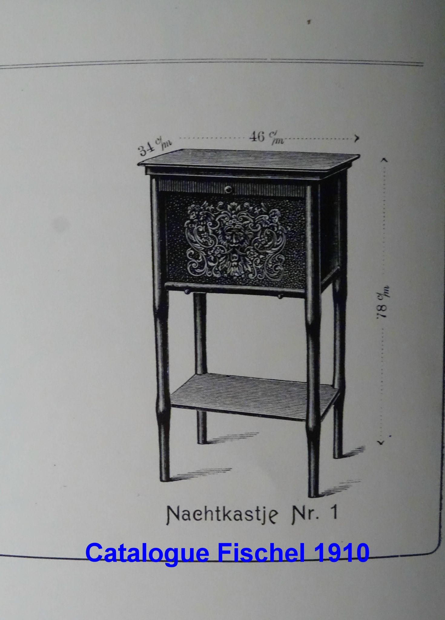 Table de nuit, Fischel 1910 état d'origine, no Thonet
