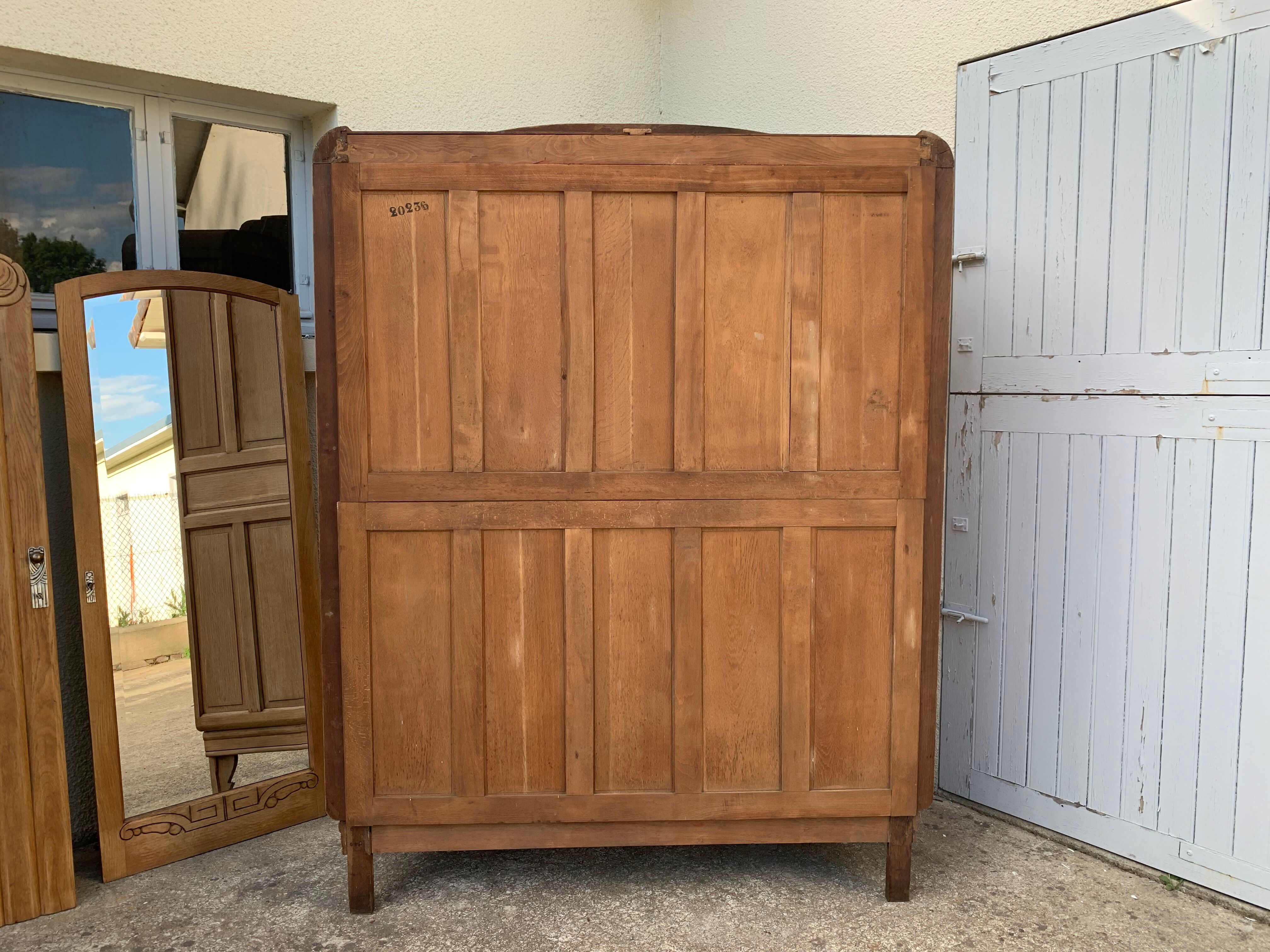 Armoire parisienne art déco chêne massif brut