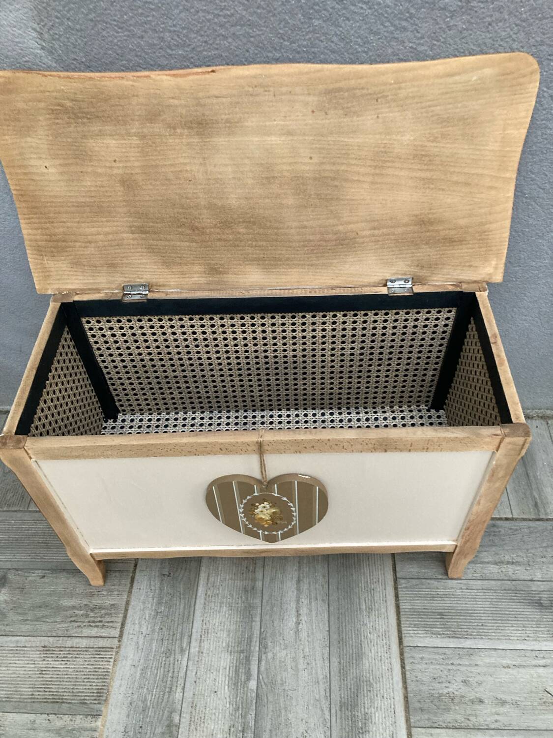 Vintage toy chest with removable heart
