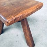 Small Tripod Oak Side Table / Stool, Belgium, 1950s