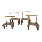 Chaises africaines Baoulé anciennes en Bois sculpté , Wabi-Sabi