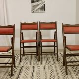 Set of 4 art deco folding chairs in cedar wood from the 1950s,