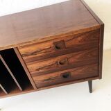 Wooden sideboard with 3 drawers and vinyl storage, Denmark 1970