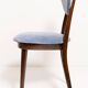 Chaise cœur en velours de coton bleu violet mid-century