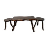 Brutalist vintage coffee table and 2 stools