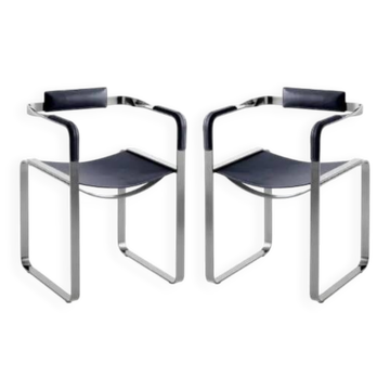 Wanderlust bar stools with backrest, blue and metal.