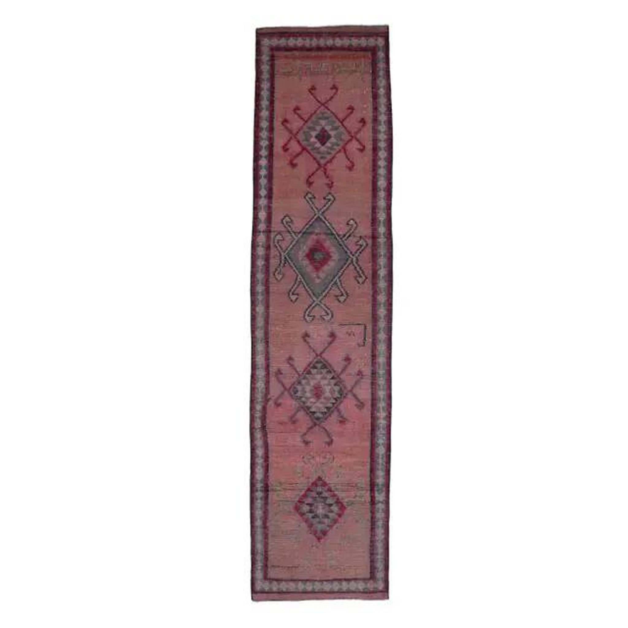 Vintage Turkish hand-knotted runner rug 84x353