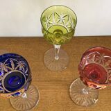 Set of 6 large Rhine wine glasses Roemer in colored crystal