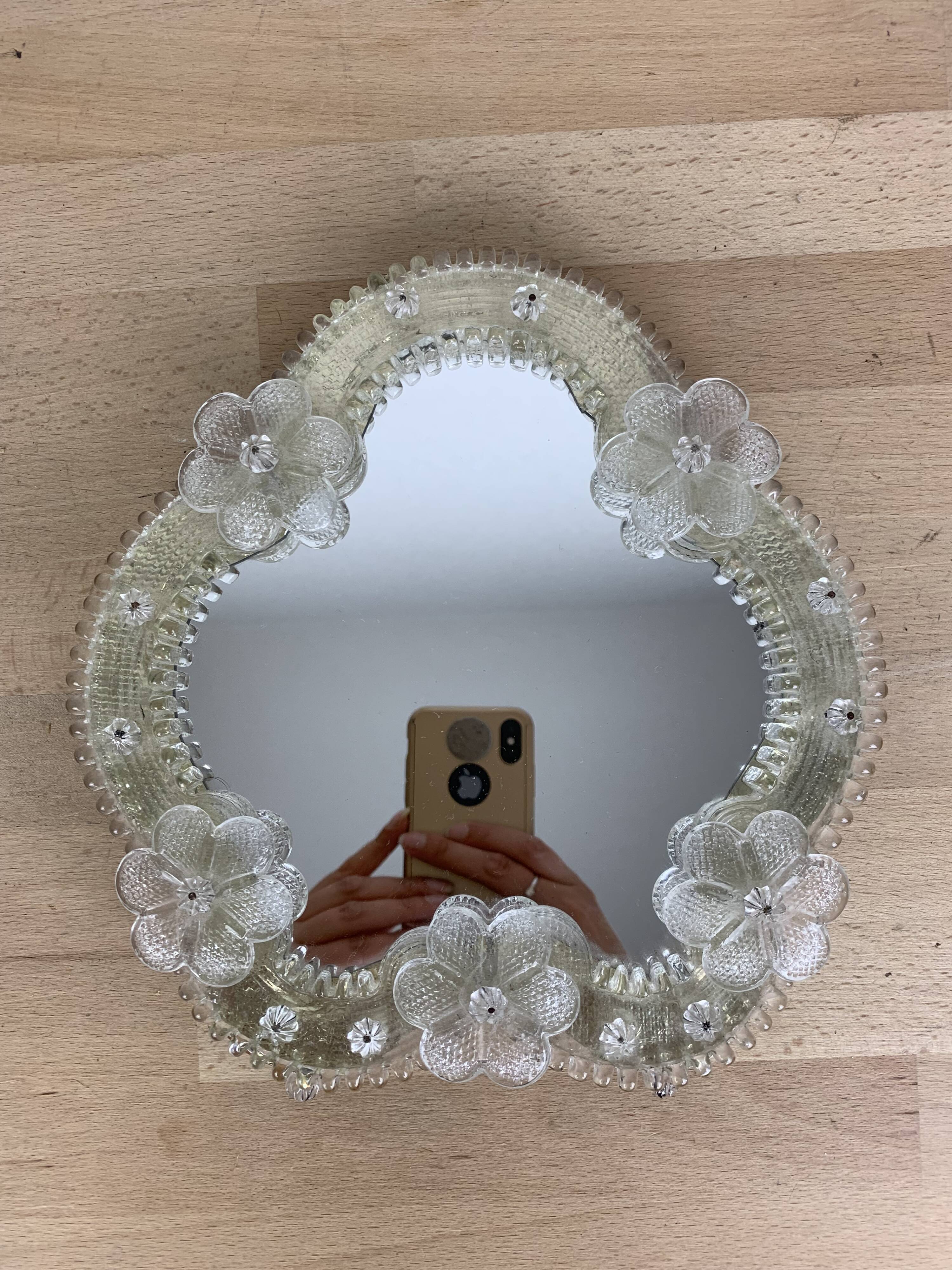 Miroir Murano de table à fleurs 23x24cm