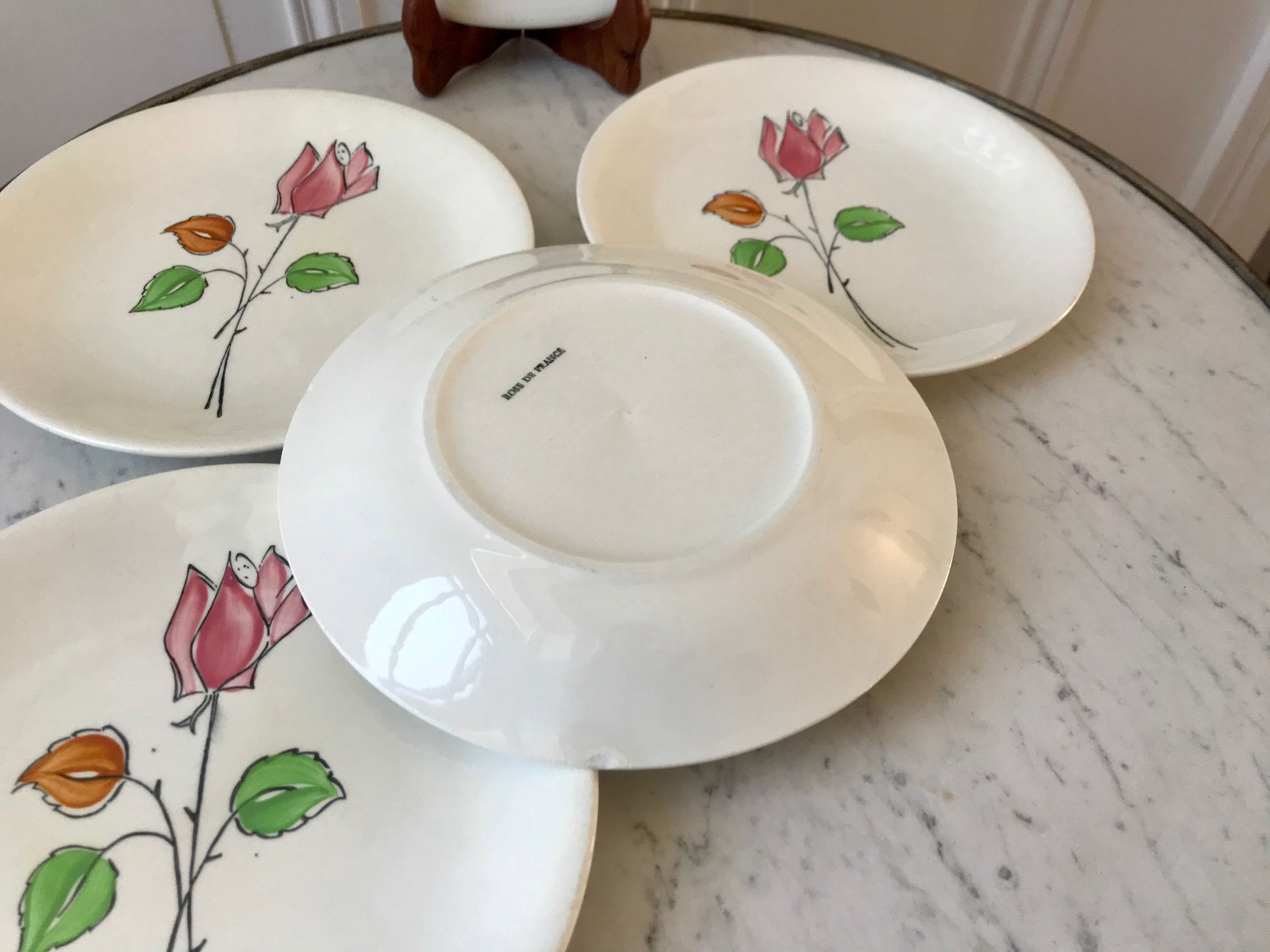 Dessert service flowers Made in France 50s