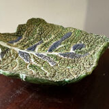 Vintage ceramic leaf-shaped vide poche, signed.
