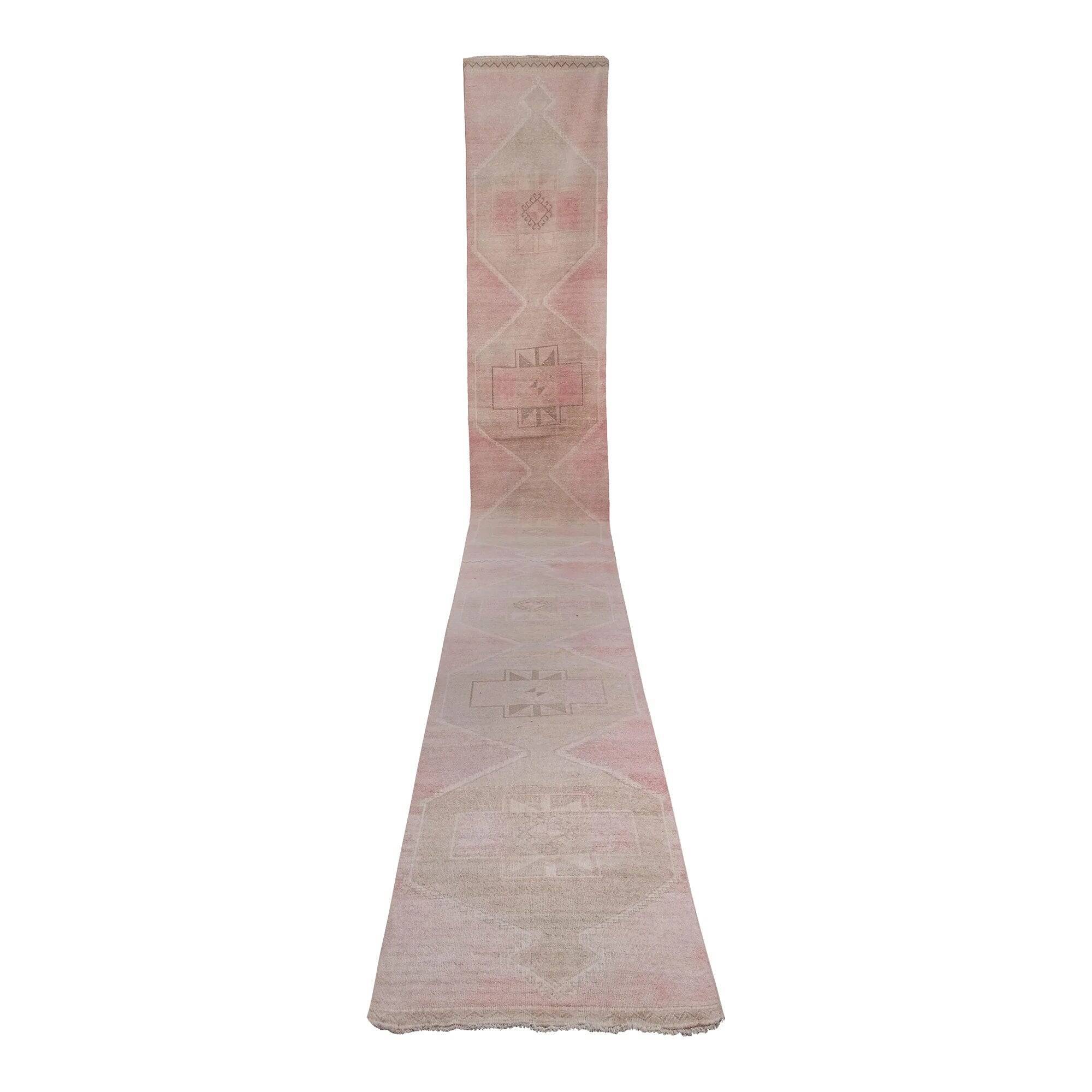 Vintage Turkish hallway rug 92x840 cm
