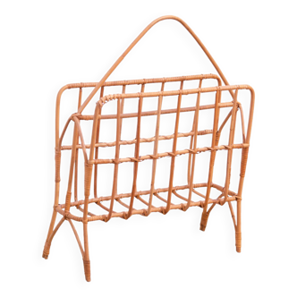 Mid century wicker magazine rack, Czechoslovakia, 1960´s