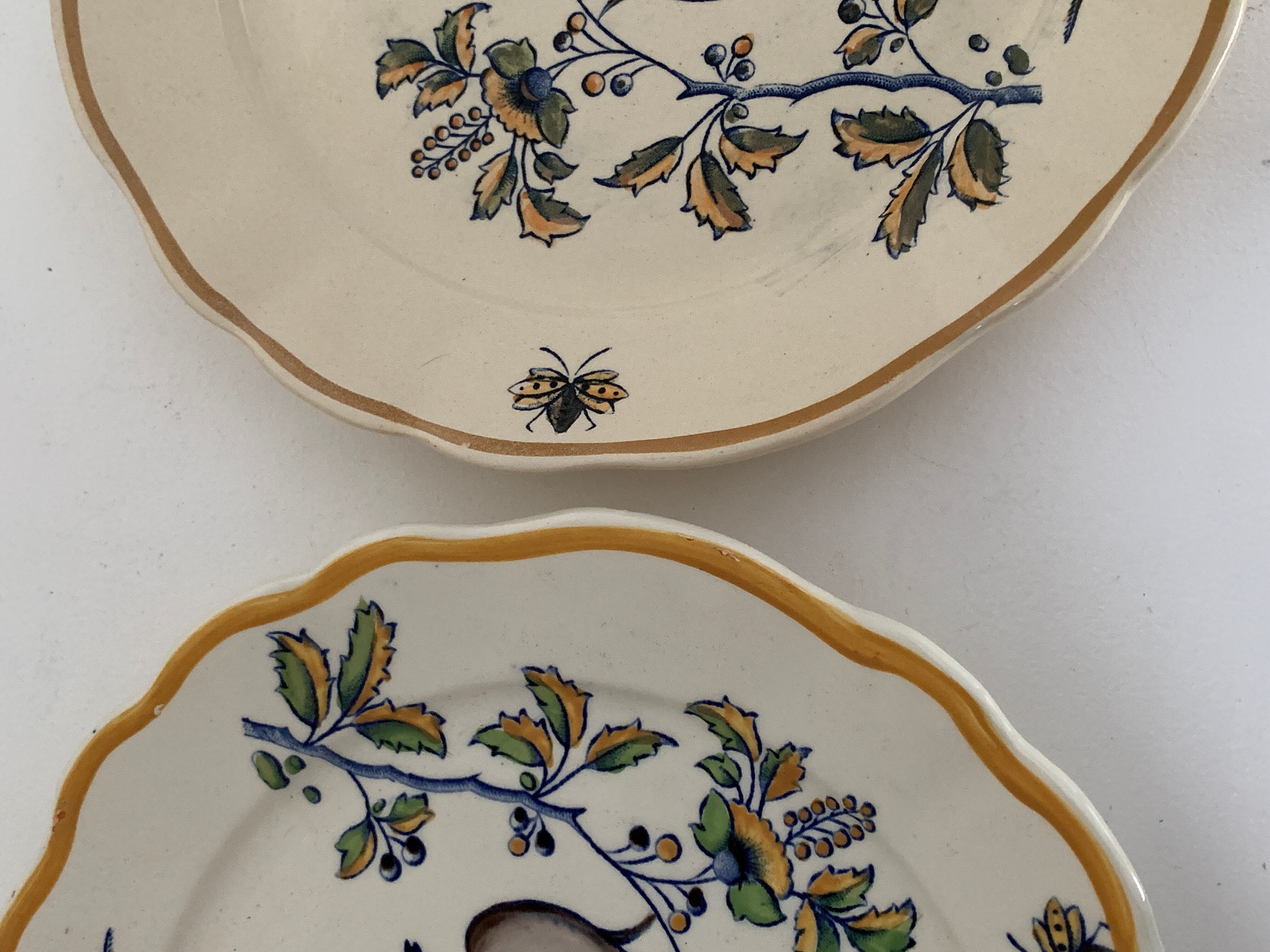 12 art nouveau flat plates from Boch La Louvière, peacock model