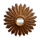 Grand miroir soleil des Pays-Bas en bois sculpté doré – années 60 m