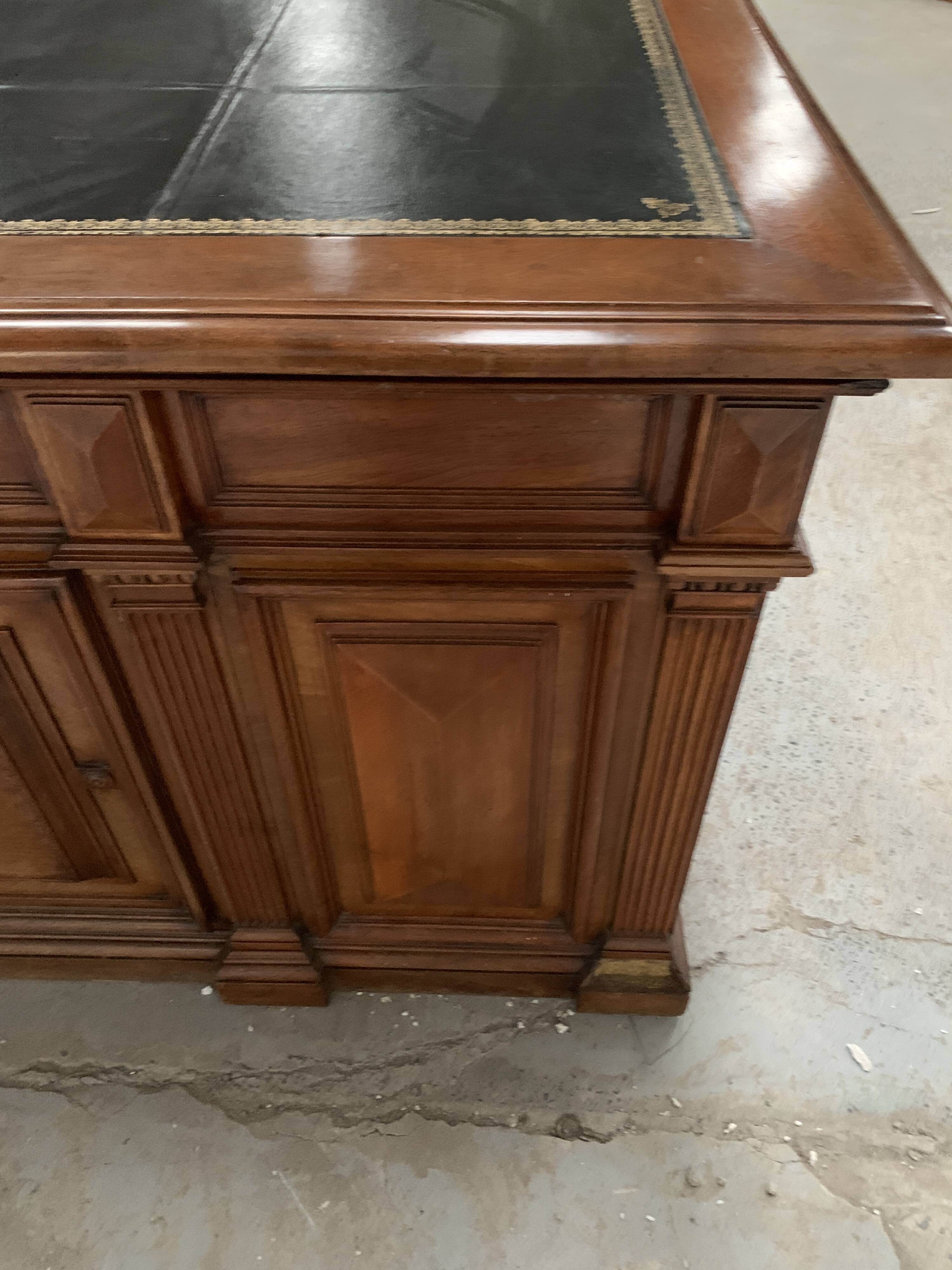 Napoleon III desk with pedestals in solid walnut 19th century