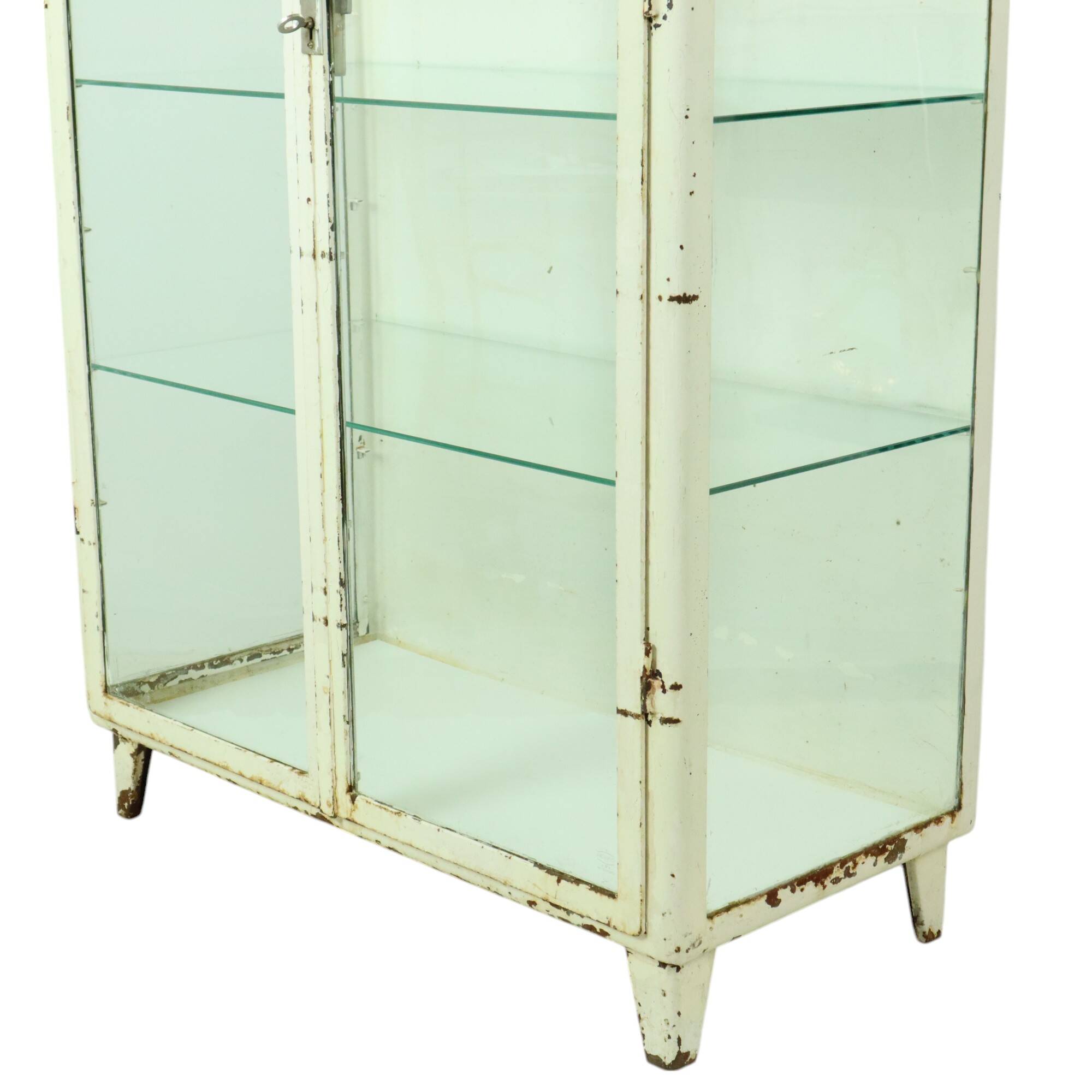 Old Metal Pharmacy Cabinet Medicine Cabinet Glass Industrial 1970s