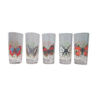 Verres à jus motifs papillons