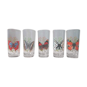 Butterfly patterned juice glasses