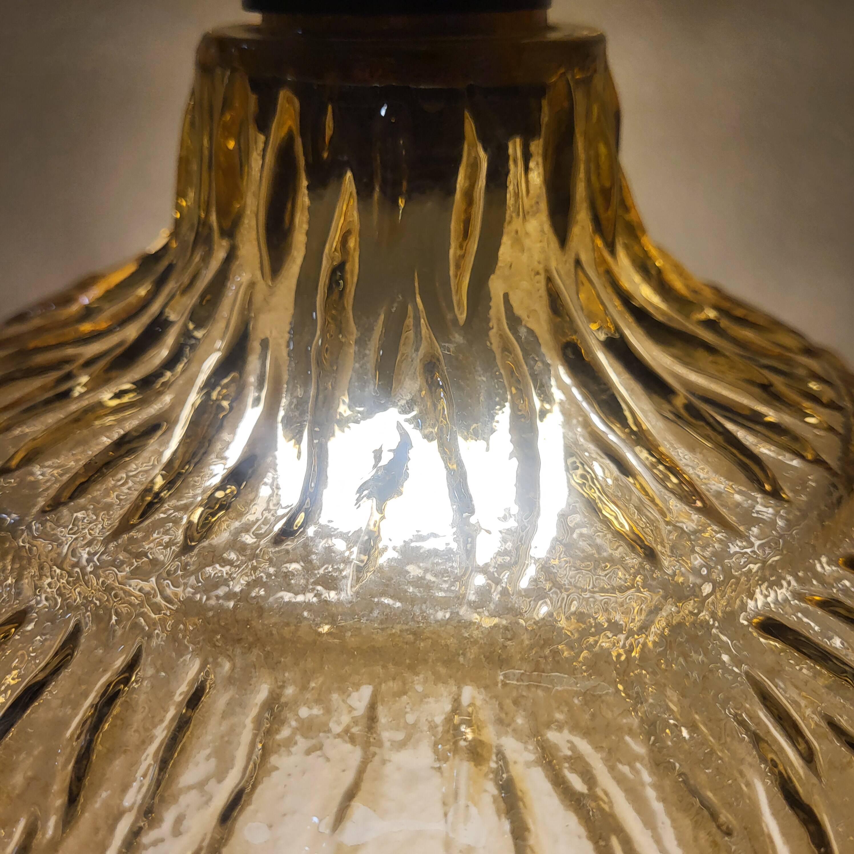 Amber glass pendant, iridescent gold, vintage 1960-70.