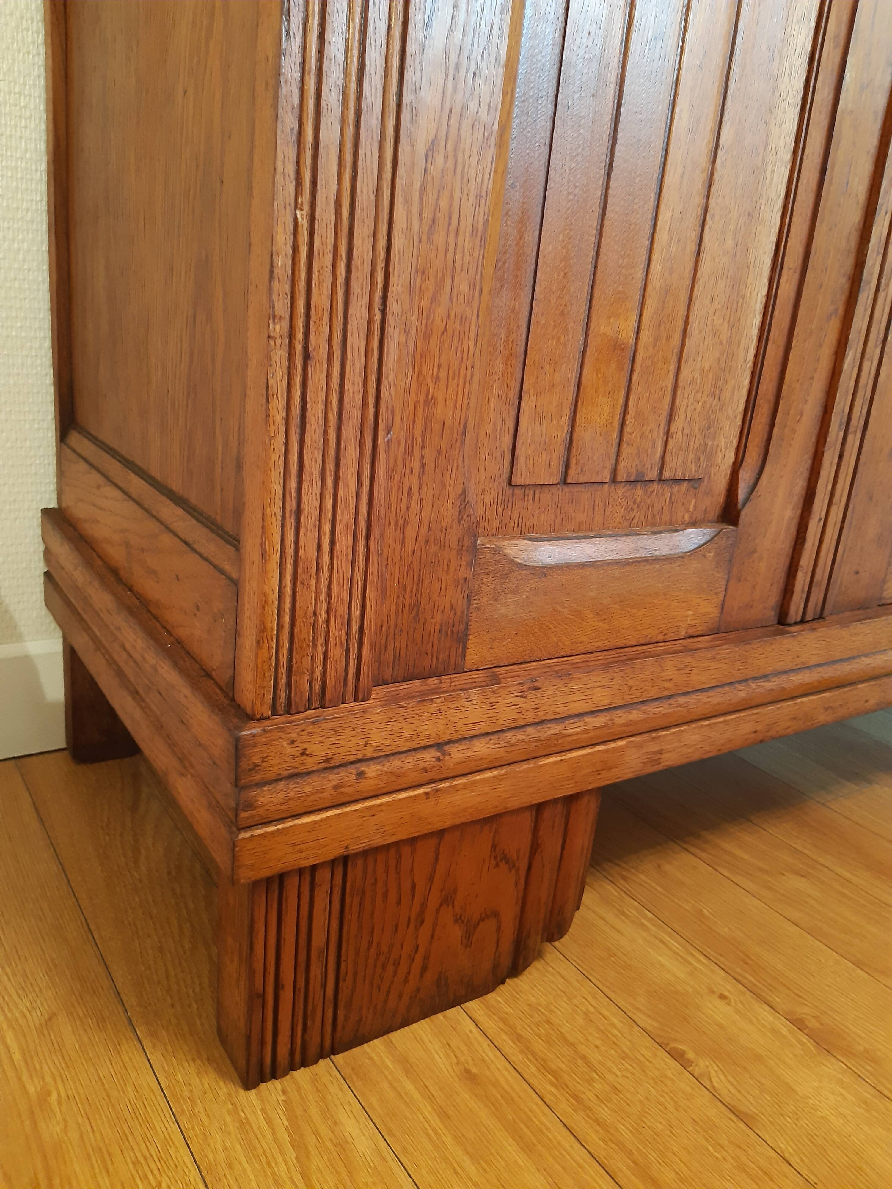 3-door Art Deco Parisian wardrobe and bevelled mirror