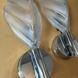 70s glass and chrome metal leaf wall lights