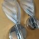 70s glass and chrome metal leaf wall lights
