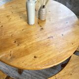 Set of round table and 4 rounded benches, 1950