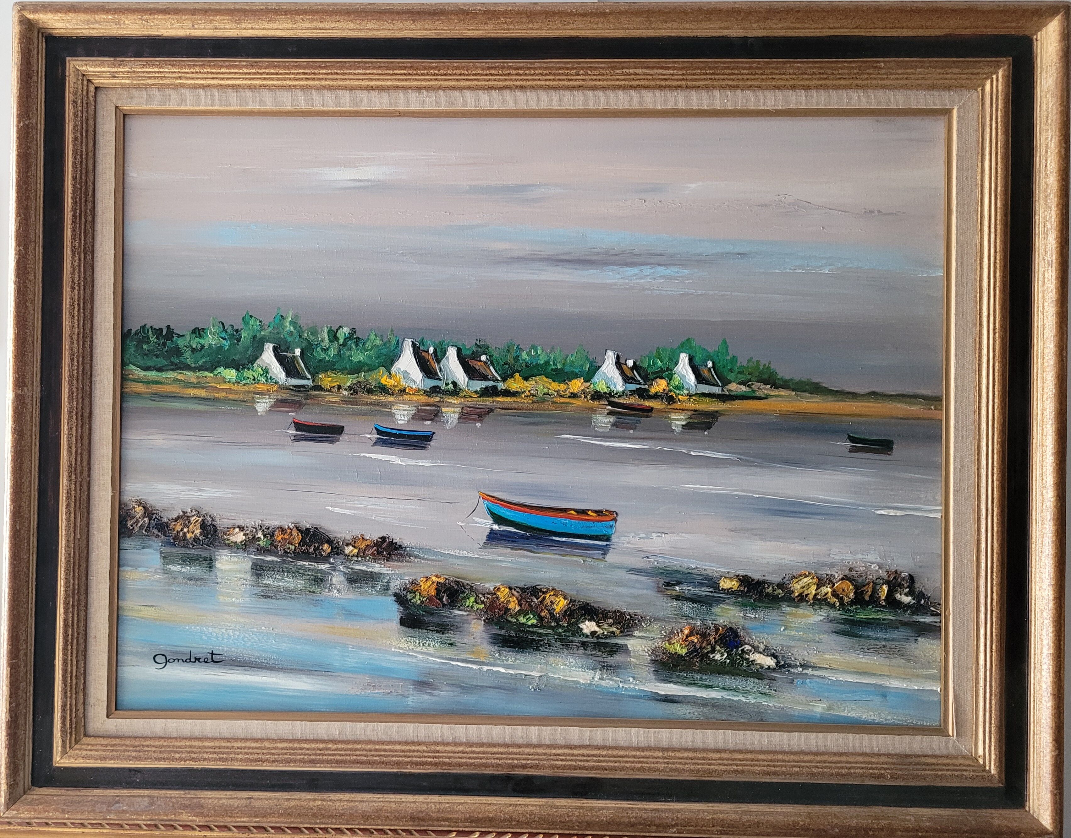 Painting Lucien Gondret 1941, Brittany Morbihan