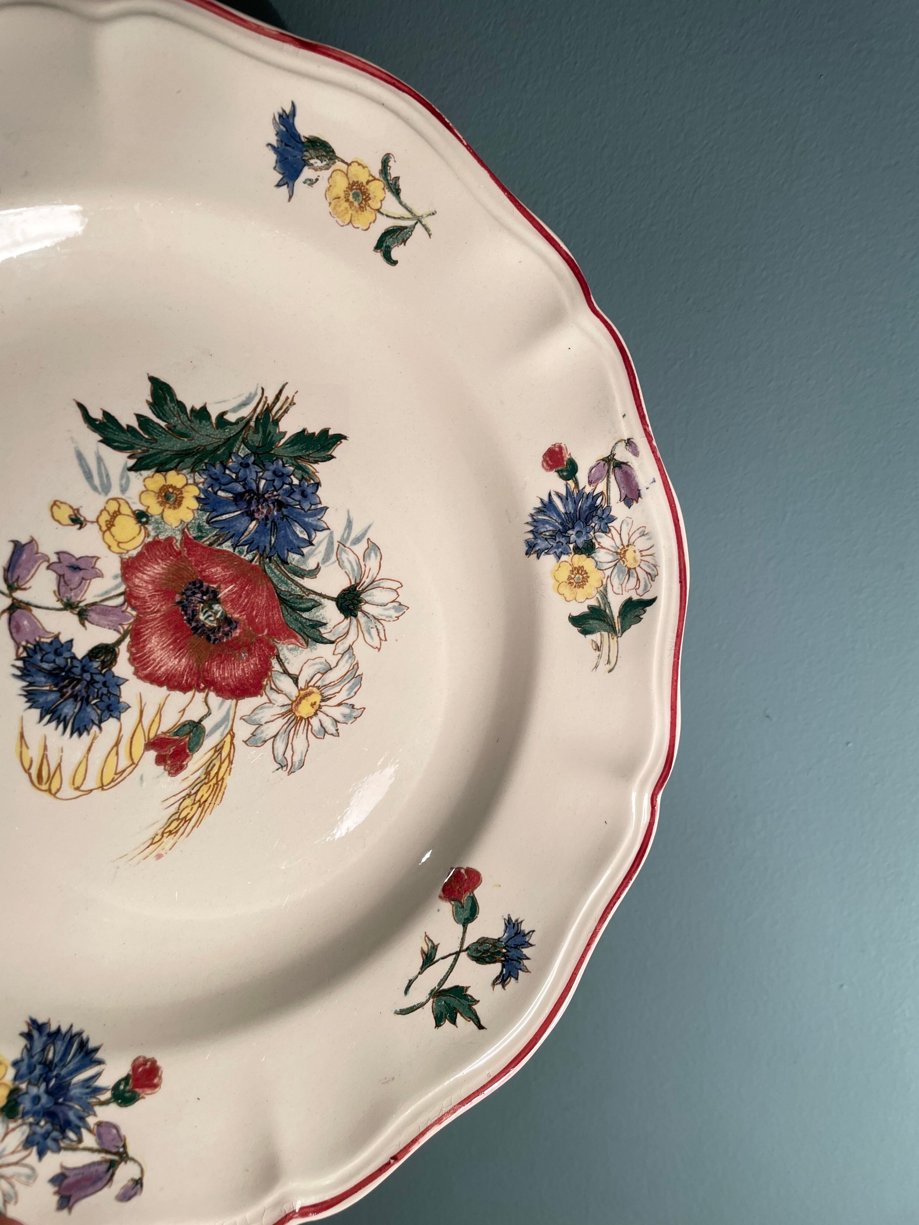 Set of 8 flat plates in Digoin Sarreguemines earthenware, Agreste model