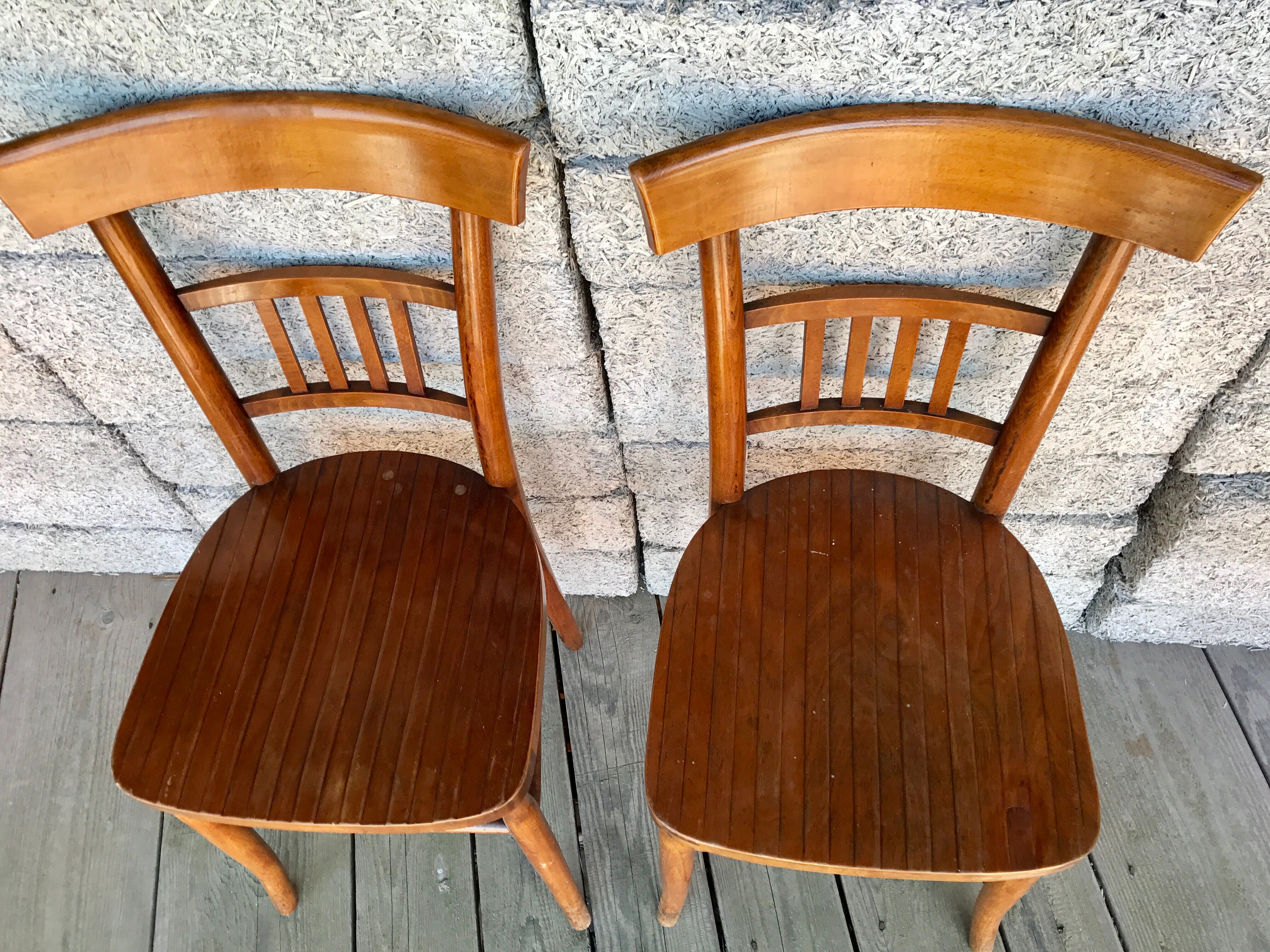 Pair of cherry bistro chairs