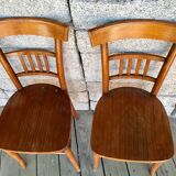 Pair of cherry bistro chairs
