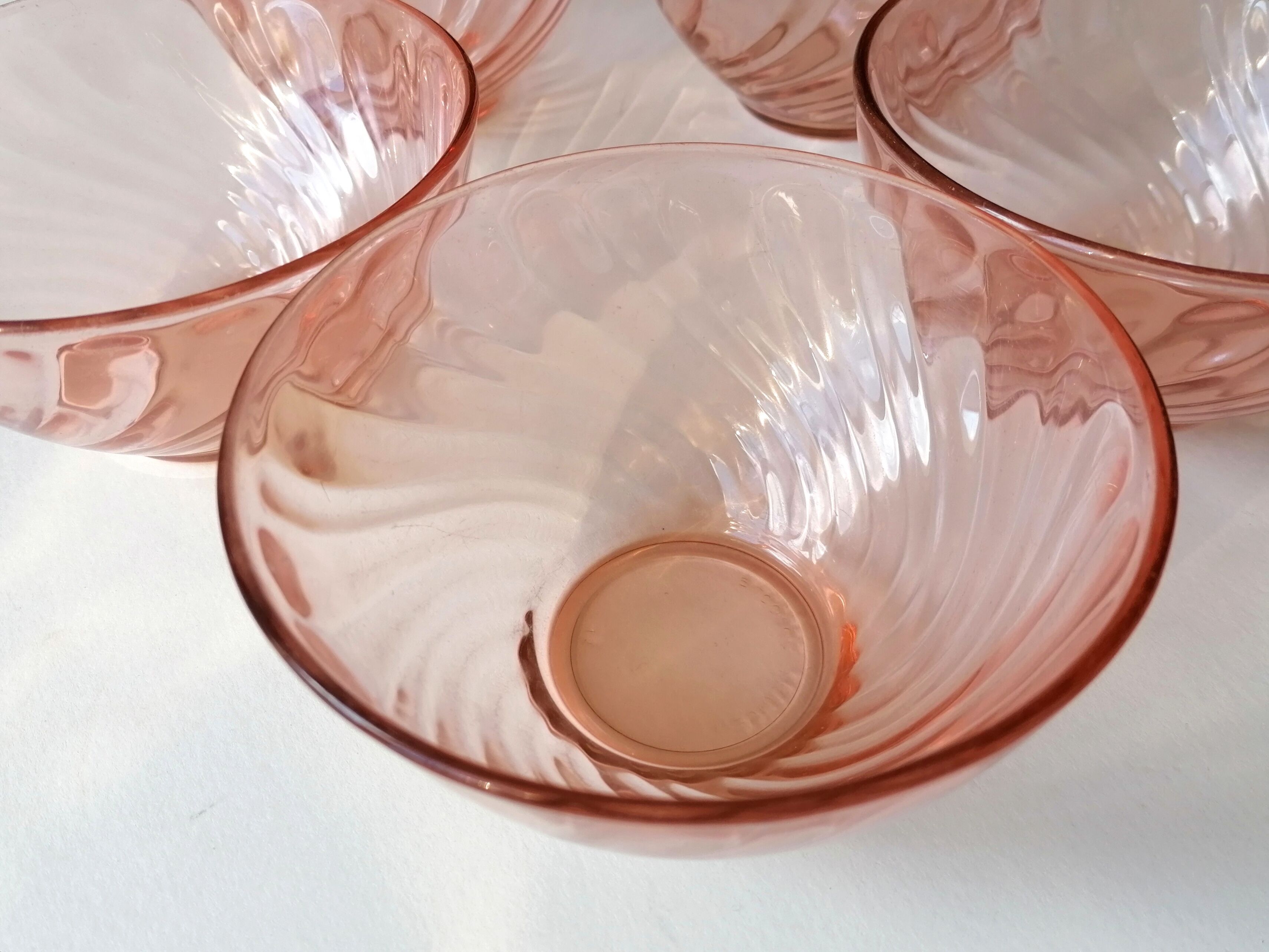 5 bols verre rose arcoroc rosaline